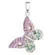 Strieborný prívesok s krištáľmi Swarovski mix farieb motýľ 34192.3 sakura