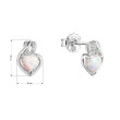 Náušnice srdca z bieleho syntetického opálu a zirkónmi 11469.1 white