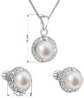 Strieborné sada perlových šperkov sa zirkónmi 29004.1