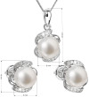 Strieborné sada perlových šperkov sa zirkónmi 29017.1