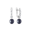 Strieborné náušnice so zirkónmi a riečnou perlou SK25486ELB