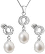 Set strieborných perlových šperkov sa zirkónmi 29003.1