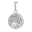 Strieborný prívesok s krištáľmi Swarovski mix farieb okrúhly 34225.3 sakura