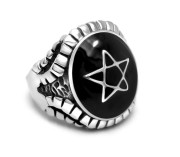 Oceľový prsteň pre motorkárov s pentagramom JCFSA505