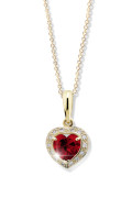 Zlatý náhrdelník srdca so zirkónmi Z6308ZN-Ruby Dark