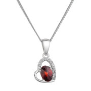 Strieborný náhrdelník luxusný s pravým minerálnym kameňom červené srdce 12090.3 garnet chekker