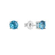 Strieborné náušnice kôstky s pravými minerálnymi kameňmi modré 11484.3 london topaz