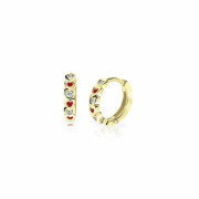 Zlaté detské náušnice krúžky Cutie Jewellery C3339Z-Ruby Dark