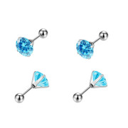 Náušnice so zirkónmi kôstky z chirurgickej ocele WJHE1244-Aqua