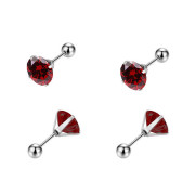 Náušnice so zirkónmi kôstky z chirurgickej ocele WJHE1244-Ruby Dark