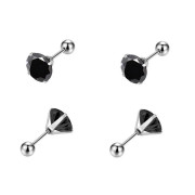 Štýlové náušnice z chirurgickej ocele s čiernym zirkónom WJHE1244ST-BC