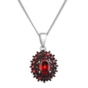 Strieborný náhrdelník luxusný s pravými minerálnymi kameňmi červené 12091.3 garnet