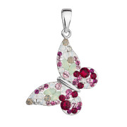 Strieborný prívesok s kryštálmi Swarovski červený motýľ 34192.3 sweet love