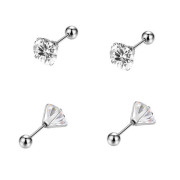 Náušnice so zirkónmi kôstky z chirurgickej ocele WJHE1244-White