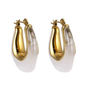 Moderné oceľové náušnice MESS45 - White