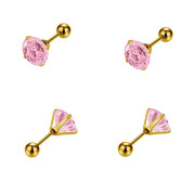 Náušnice na skrutku z chirurgickej ocele WJHE1243-Pink