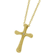 Zlatý náhrdelník krížik z chirurgickej ocele NSS618-Zlatá