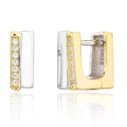 Štýlové strieborné pozlátené náušnice so zirkónmi 3137500001