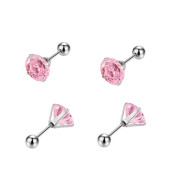 Náušnice so zirkónmi kôstky z chirurgickej ocele WJHE1244-Pink