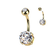 Zlatý piercing do brucha z titánu SETIN60GD-CZ