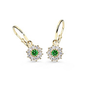 Zlaté náušnice pre bábätko Cutie Jewellery C2749Z-Green