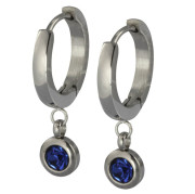 Kruhové náušnice z chirurgickej ocele so zirkónom ESS651 - Sapphire