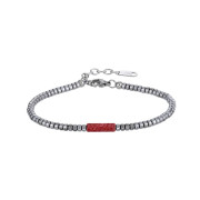 Štýlový náramok z chirurgickej ocele a hematitu MBSS179-RED