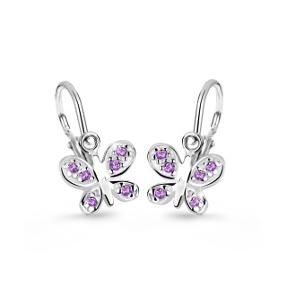 Detské náušnice z bieleho zlata C2748B-Ametyst