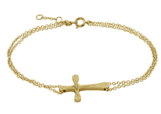 Pozlátený náramok krížik z chirurgickej ocele BSS778