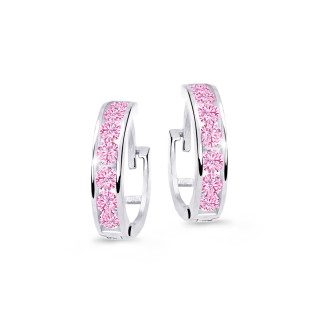 Detské náušnice krúžky so zirkónmi C3343B-Pink full