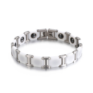 Magnetický náramok z keramiky a ocele WJHB360 - White
