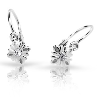 Dětské náušnice biele zlato Cutie Jewellery C2261B CZ White