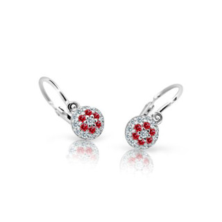 Náušnice pre bábätko z bieleho zlata C2150B-Ruby Dark