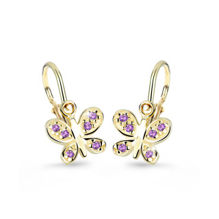 Náušničky pre bábätko zlaté Cutie C2748Z-Ametyst