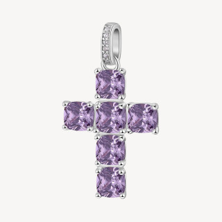 Strieborný prívesok krížik so zirkónmi Brosway Fancy Magic Purple FMP18