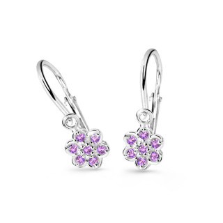 Detské zlate naušnice Cutie Jewellery C2746B-Fialová kytička