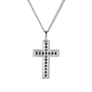 Prívesok z chirurgickej ocele krížik s kamienkami + retiazka PSS1245ST