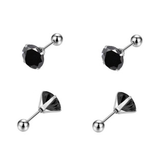 Štýlové náušnice z chirurgickej ocele s čiernym zirkónom WJHE1244ST-BC