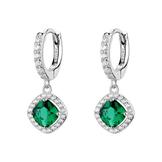 Visiace strieborné náušnice so zirkónmi Brosway Fancy Life Green FLG142