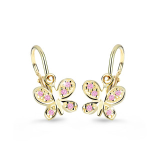 Náušničky pre bábätko zlaté Cutie C2748Z-Pink