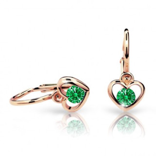 Zlaté detské naušnice Cutie Jewellery C1943R-Emerald Green