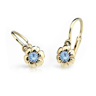 Detské náušnice Cutie Jewellery C2151Z Arctic Blue -Žlte zlato 585/000