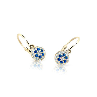 Náušnice pre bábätko zo žltého zlata Cutie Jewellery C2150Z-Blue Dark