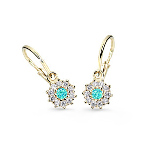 Zlaté náušnice pre bábätko Cutie Jewellery C2749Z-Mint Green
