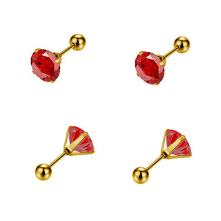 Náušnice na skrutku z chirurgickej ocele WJHE1243-Ruby Dark