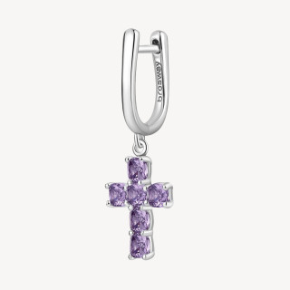Strieborná náušnice křížik Brosway Fancy Magic Purple FMP20