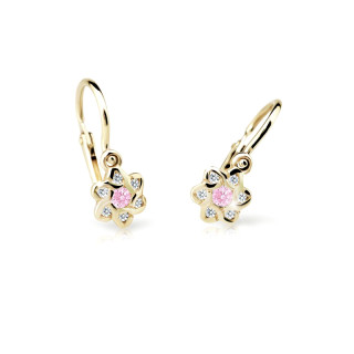 Detské náušnice zlate Cutie Jewellery C2149Z CZ-Pink
