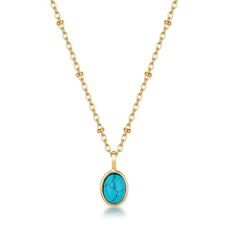 Pozlátený náhrdelník z chirurgickej ocele s tyrkysom Brosway ESSENTIAL BNL132