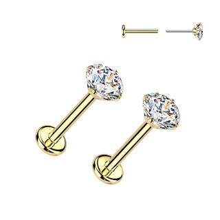 Pozlátené titánové náušnice s moissanitmi SEMITLE01-GD