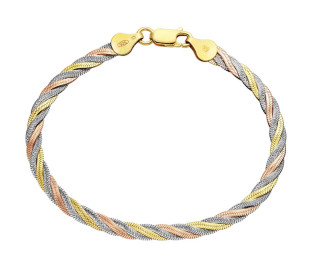 Strieborný pozlátený náramok pletený 312040009